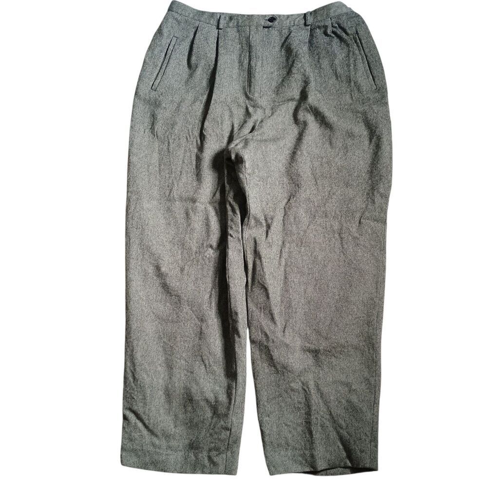LRL Ralph Lauren Pants Women Sz 18W Gray Tweed 100% Wool 36x28 Academia Career